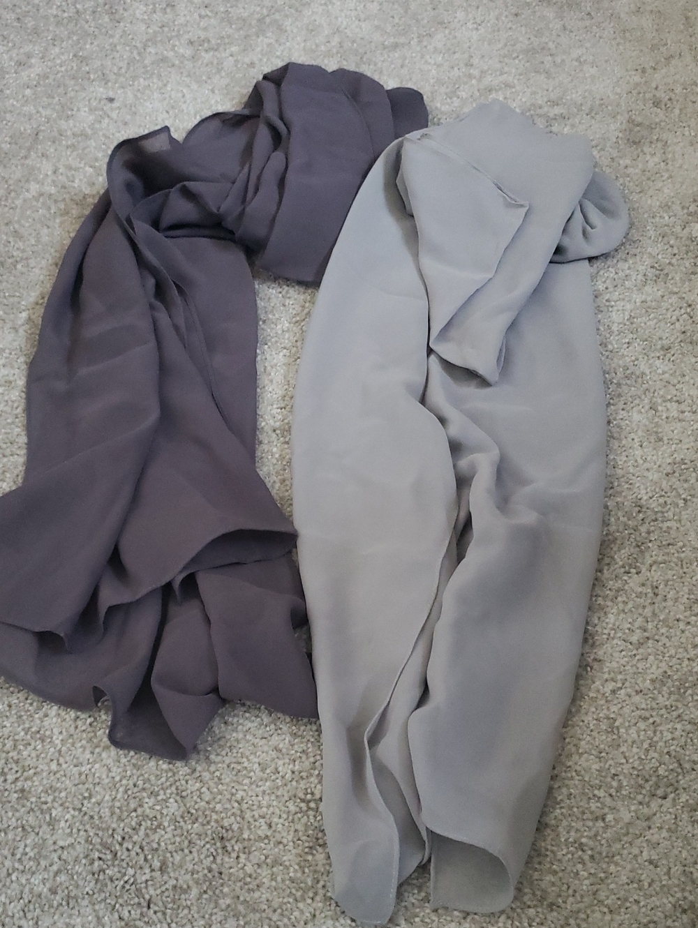 Set: Light & Charcoal Gray Women’s Chiffon Shawls - Versatile Layering Wraps
